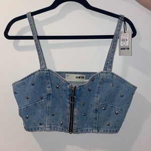 Topshop Denim Crop Top